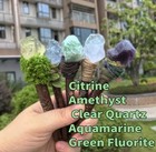 5pc Forest Witch Magic Wands Set   Handmade Wood   Crystal Healing Tools