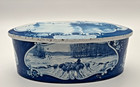 Vintage Oval Chocolate Candy Tin Droste Holland Blue White 4  X 7  Windmills Art