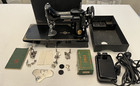 1950 Singer 221-1 Featherweight Sewing Machine Works Nice Accessory Extras 