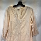 Soft Surroundings Maxi Dress Blush Pink Embroidery Sequin Caftan Cotton Muslin