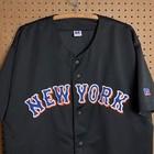 Vintage New York Mets Jersey Xl Black Sewn Team Russell Athletic Mlb Baseball