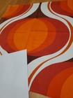 Awesome Rare Vintage Mid Century Retro 70s Org Red Brn Wht Drops Sml Fabric  Wow