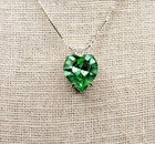 Sterling Heart Uranium Glass Necklace Faceted Green 925 Silver