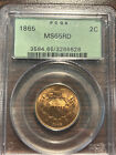 1865-p Two Cent Piece 2c Pcgs Ms 65 Mint State 65 Red  rd  Old Green Holder Ogh