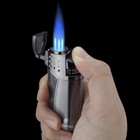 Gray 3 Jet Flame Cigar Lighters Butane Fluid Torch Refillable With Punch No Gas