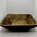 Vtg Hand Carved Square Single Piece Wood Dough Bowl Rustic Primitive Farm 11 5   