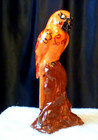 Vintage Parrot Statue  10 5   Mcm Retro Ceramic Figurine Orange Love Bird