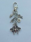 Bee Bumblebee Flowers Leaf Key Chain Purse Clip Bag Charm Backpack Fob Zipper