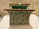 Two Vintage Folding Wood Frame Knitting Yarn Sewing Notions Caddys Baskets Bags
