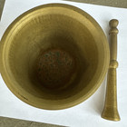 Vtg Heavy Solid Brass Apothecary Mortar   Pestle