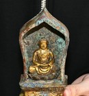 4 7 old Tibet Bronze Gold Shakyamuni Sakyamuni Amitabha Buddhist Shrine Statue