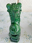 Antique Chinese Green Porcelain Lion Figurine 9  Tall