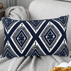  Embroidered Lumbar Decorative Throw 20  X 12   pack Of 1  Diamond - Navy Blue
