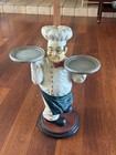 Vtg Look Italian Chef Statue 25  Tall With 2 Platters Kitchen Or Restaurant