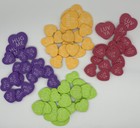 Lot Of 75 Conversation Heart Foam Pieces 2 Sizes Green Yellow-orange Pink Purple