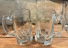 Vtg - Set Of 2 --libbey Heavy Glass Beer Steins Mugs With Thumb Grips