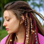 12 Pcs Hair Jewelry For Braids - Natural Crystal Dreadlock Accessories  Metal Cu