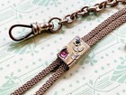 Antique Victorian Gold Filled Watch Chain Fob 2 Charms  Slide  Dog Clip     t    Bar