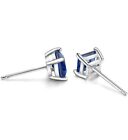 925 Sterling Silver Light Blue Cubic Zirconia Square Stud Earrings Men Women  