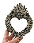 Tin Heart Mirror  Mexican Punched Tin Sacred Heart 8 