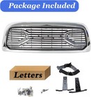 Front Grille For 2013-2018 Dodge Ram 2500 3500 Bumper Hood Mesh Chrome Grill Abs
