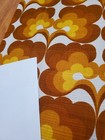 Awesome Rare Vintage Mid Century Retro 70s 60s Yel Tan Curly Floral Fabric  Look