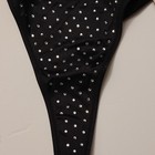 Victoria   s Secret Black Rhinestone Logo Thong string Swim Bikini Bottom  S Nwt