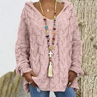 Women s V Neck Pullover Oversized Knit Hoodie Long Sleeve Blouse Sz 3xl