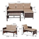 Topbuy 3pc Outdoor Furniture Set Rattan Wicker Sofa Table Deck Garden Patio