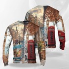 Vintage London Street Scene All Over Print Sweatshirt Unisex Travel Gift