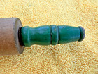 Vintage Wooden Rolling Pin Green Handles Primitive Farmhouse Country 15    Length 