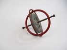 Vintage 1950   s Metal Gyroscope Red Center Spinning Top Classic Toy 4  Tall