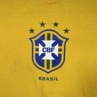 Nike Cbf Brazil Shirt Mens Large Yellow Short Sleeve Soccer Athletic Cut