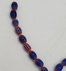 African Venetian Glass Trade Beads 48ct 16in Blue Red White Stripe Watermelon