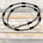 Sterling Silver   Black Onyx Beaded 18  Necklace With Extender New