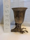 Vintage Stag Deer Antler Hoof Goblet Metal Brass Chalice Cup 6  Rustic Decor