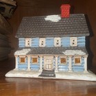 Byron Molds 1980 Ceramic Blue House Cottage Village  christmas Painted Vintage