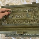 Vintage Max Klein  Avocado Green Plastic Sewing Box Storage Case W Tray Full  