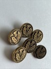 Vintage Set Of 6 Scottish Thistle Flower Metallic  Plastic Buttons 0 61   