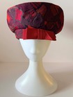 Vintage 1950s Burgundy   Red Velvety Brocade Hat     Sculpted Mid-century