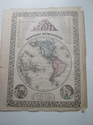 One  1  1880 Mitchell Atlas Map   a Time Table  Wetern Hemisphere 