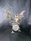 Clear Glass Dragon Figurine Green   Gold Wings Mythical Fantasy Figure Red Gems