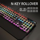 Typewriter Style Mechanical Gaming Keyboard Rgb Backlit 104 Keys Blue Switch