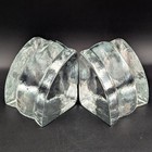 Blenko Glass Clear Waterfall Ice Block Bookends Set  863   Mcm Vintage Labeled