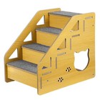 4-step Wooden Pet Stairs Nonslip Carpeted Cat And Dog Steps Dog Stairs Ramp