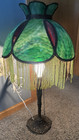 Antique 1910s Art Nouveau Arts   Crafts Green Slag Glass Lamp - Works - Unusual