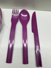New Lot Of  4 tupperware Outdoor Dining Cutlery 3pc Set Knife Spoon Fork  Purple