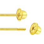 14k Yellow Gold Colorful Cubic Zirconia Flower Screw Back Earrings For Girls