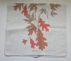 Vtg Vera Neumann Ladybug Logo Linen Tea Towel Fall Leaves Rust Brown Red