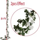 2 Pack 16 Feet Artificial White Rose Vine Garland Wedding Decor Floral Hanging 